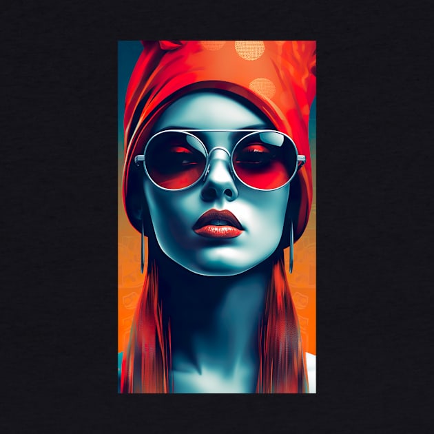 Retro Fashion Girl in Red Shades for hotels, spas, casinos and salon bars by UmagineArts